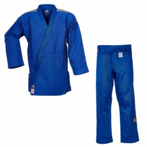 JUDOGI ADIDAS CHAMPION II IJF SLIM FIT AZUL CON BANDAS DORADAS