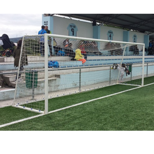 JUEGO PORTERÍAS FÚTBOL 11 METÁLICAS TRASLADABLES TUBO 100 MM REGLAMENTARIAS