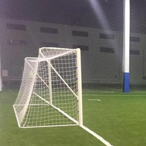 JUEGO PORTERÍAS FÚTBOL 7 METÁLICAS FIJAS TUBO 100 MM REGLAMENTARIAS