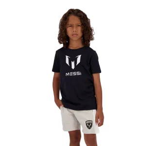 Polera Logo Messi 10 Negra Niño