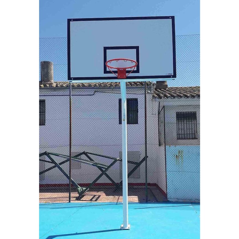 CANASTA BALONCESTO MONOTUBO NEW TUBO 114 MM FIJA CON BASE DE ANCLAJE – SIN TABLERO, SIN ARO –