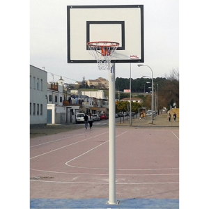 CANASTA MINIBASKET MONOTUBO NEW TUBO 114 MM FIJA CON BASE PARA ANCLAJE -SIN TABLERO, SIN ARO-