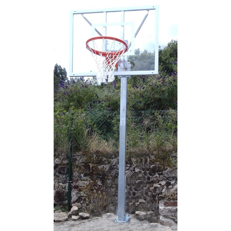 CANASTA GALVANIZADA MINIBASKET MONOTUBO NEW TUBO 114 MM FIJA CON BASE ANCLAJE – SIN TABLERO, SIN ARO –