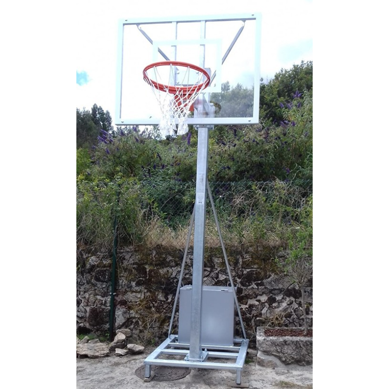 CANASTA GALVANIZADA MINIBASKET DELUXE MONOTUBO TRASLADABLE 2 RUEDAS CON CARRO (SIN TABLEROS, AROS Y REDES)