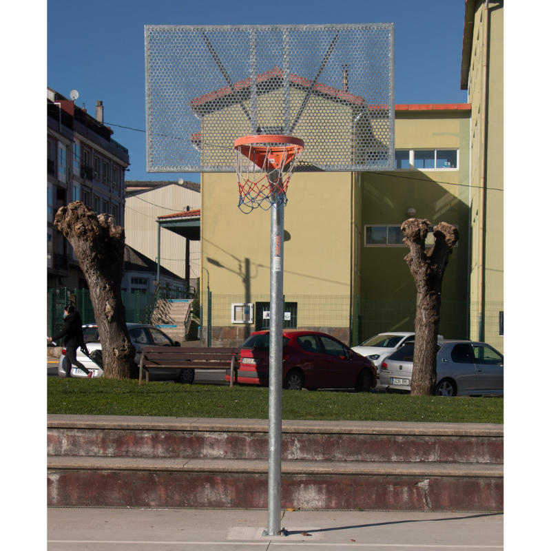CANASTA ANTIVANDALICA BALONCESTO NEW TUBO 114 MM GALVANIZADA -INCLUYE AROS, REDES Y TABLEROS- - Imagen 4
