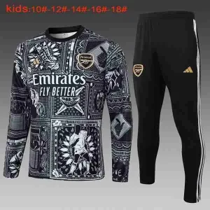 Sudadera Entrenamiento Niños Arsenal 2024 2025 Negro Blanco