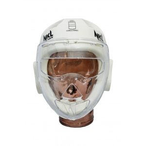 CASCO CON MÁSCARA NKL KARATE «RFEK HOM.» BLANCO