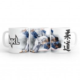 TAZA BLANCA FIGURA JUDO